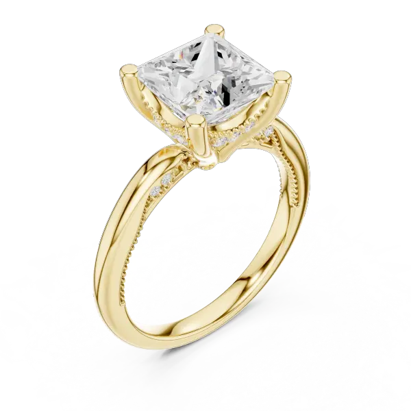 Princess Shaped Lab Diamond Alternative Ring with Braided Band Aesthetic