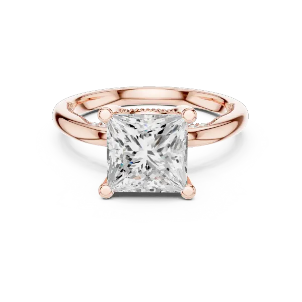 Princess Shaped Lab Diamond Alternative Ring with Braided Band Aesthetic