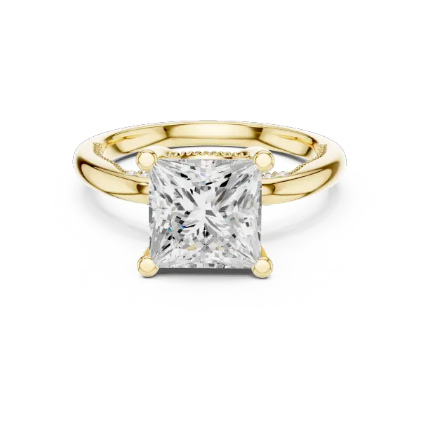 Princess Shaped Lab Diamond Alternative Ring with Braided Band Aesthetic
