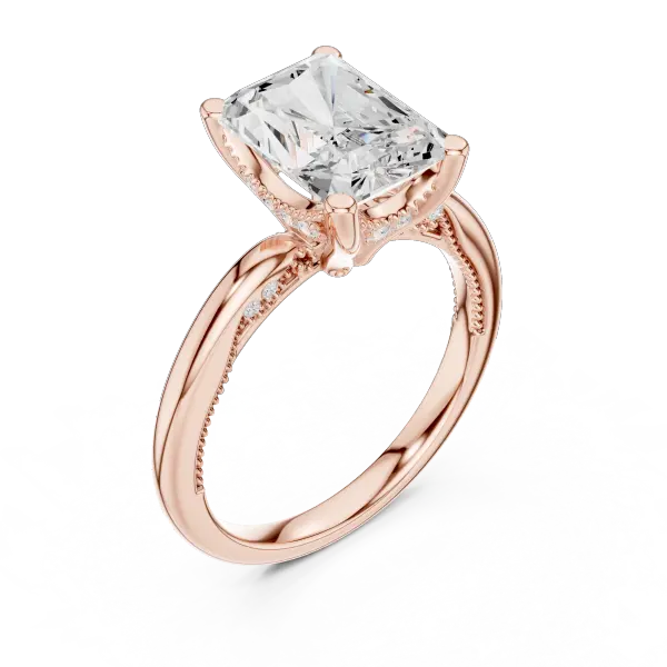 Radiant Cut Engagement Ring with Twisted Milgrain Band in 14K White Gold