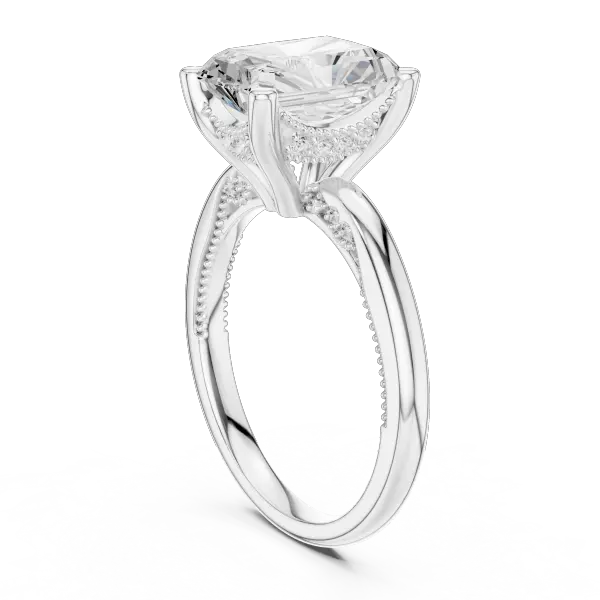 Radiant Cut Engagement Ring with Twisted Milgrain Band in 14K White Gold