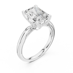 Radiant Cut Engagement Ring with Twisted Milgrain Band in 14K White Gold
