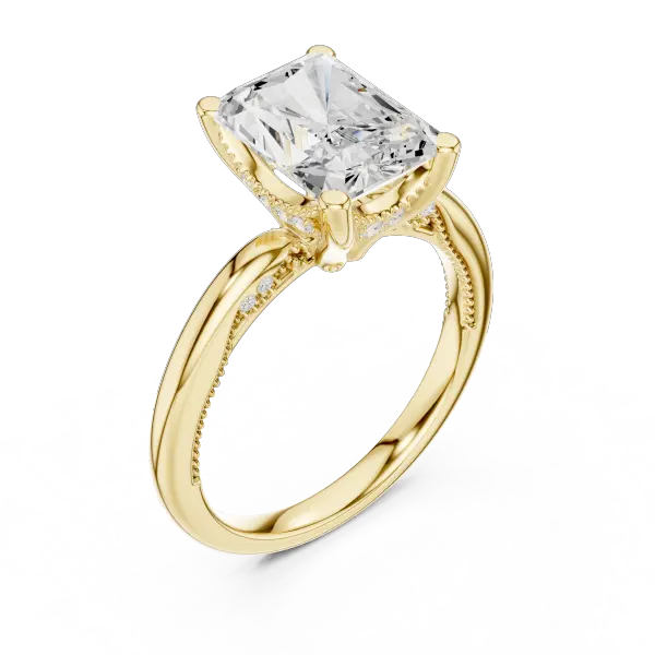 Radiant Cut Engagement Ring with Twisted Milgrain Band in 14K White Gold