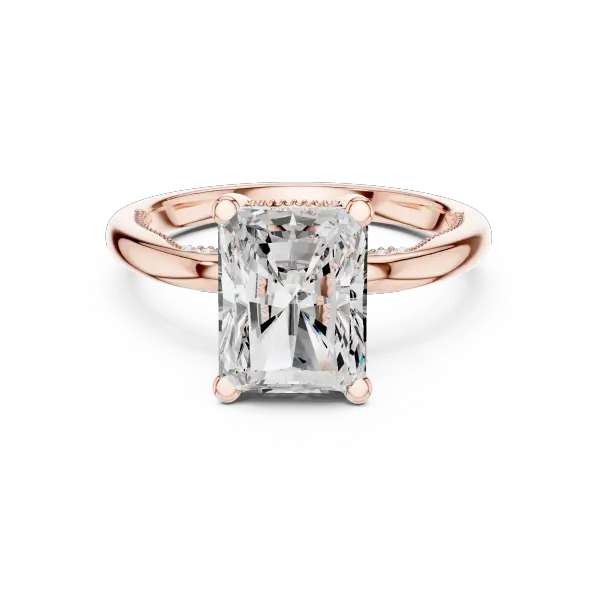 Radiant Cut Engagement Ring with Twisted Milgrain Band in 14K White Gold
