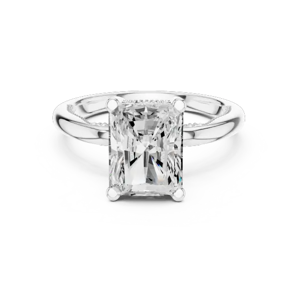 Radiant Cut Engagement Ring with Twisted Milgrain Band in 14K White Gold