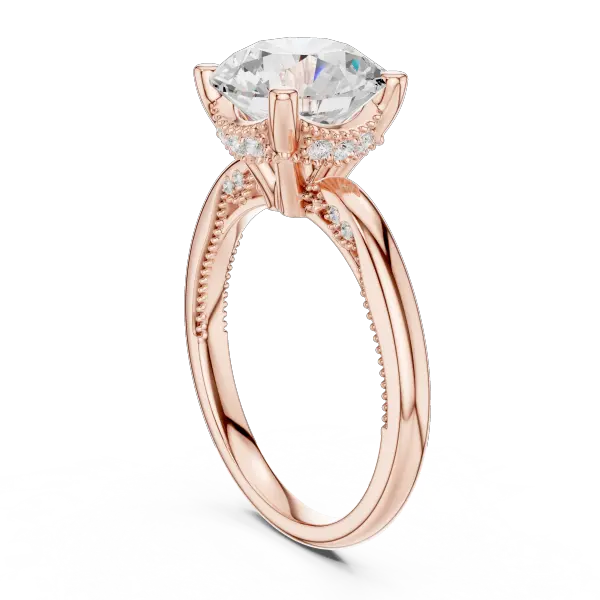 Round Brilliant Lab Diamond Alternative Ring with Braided Band Aesthetic