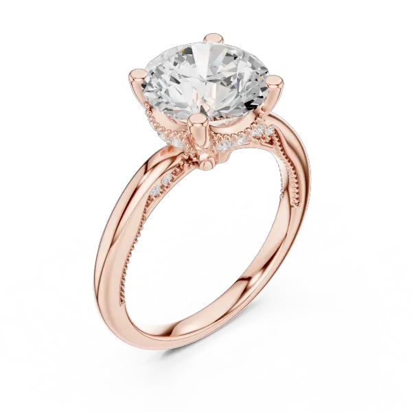 Round Brilliant Lab Diamond Alternative Ring with Braided Band Aesthetic