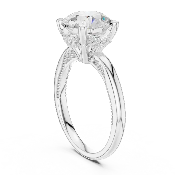 Round Brilliant Lab Diamond Alternative Ring with Braided Band Aesthetic