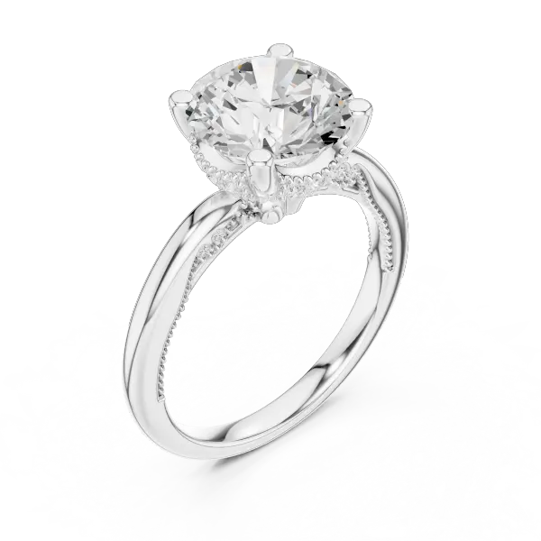Round Brilliant Lab Diamond Alternative Ring with Braided Band Aesthetic