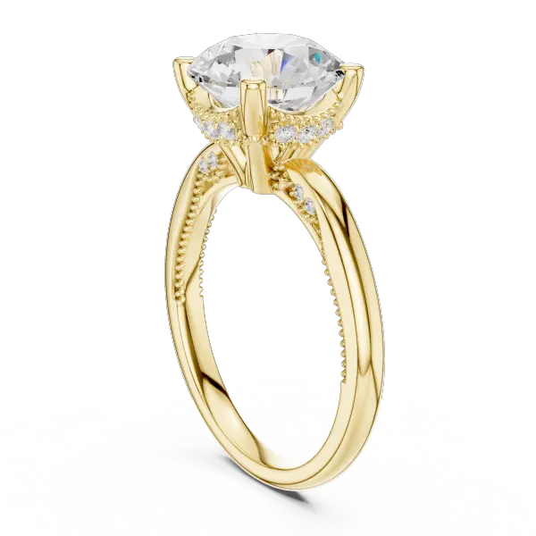 Round Brilliant Lab Diamond Alternative Ring with Braided Band Aesthetic