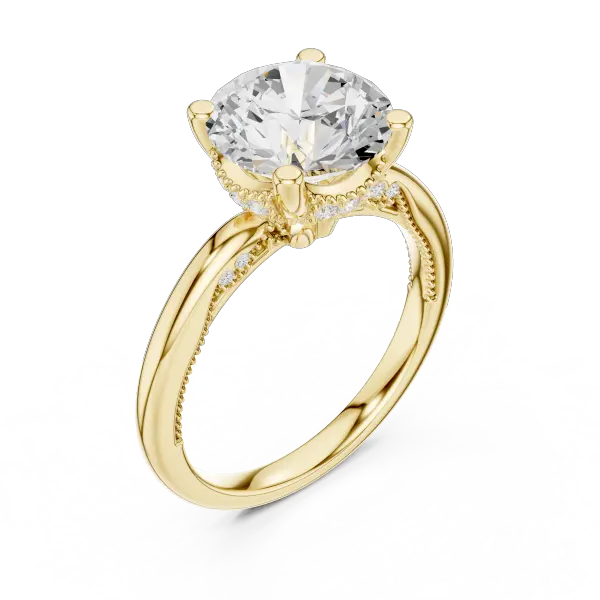 Round Brilliant Lab Diamond Alternative Ring with Braided Band Aesthetic