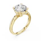 Round Brilliant Lab Diamond Alternative Ring with Braided Band Aesthetic