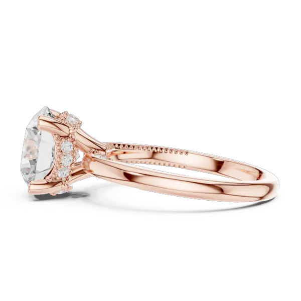 Round Brilliant Lab Diamond Alternative Ring with Braided Band Aesthetic