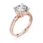 Vintage Hidden Halo Round Moissanite Engagement Ring 3.12 CT
