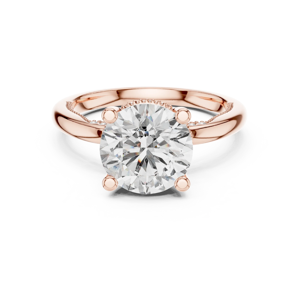 Vintage Hidden Halo Round Moissanite Engagement Ring 3.12 CT