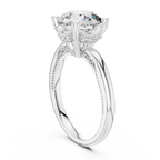 Vintage Hidden Halo Round Moissanite Engagement Ring 3.12 CT