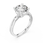 Vintage Hidden Halo Round Moissanite Engagement Ring 3.12 CT