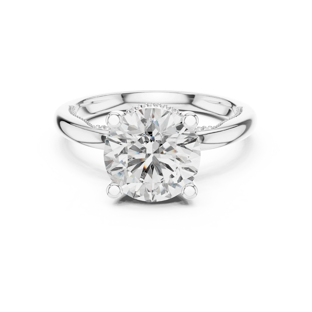 Vintage Hidden Halo Round Moissanite Engagement Ring 3.12 CT