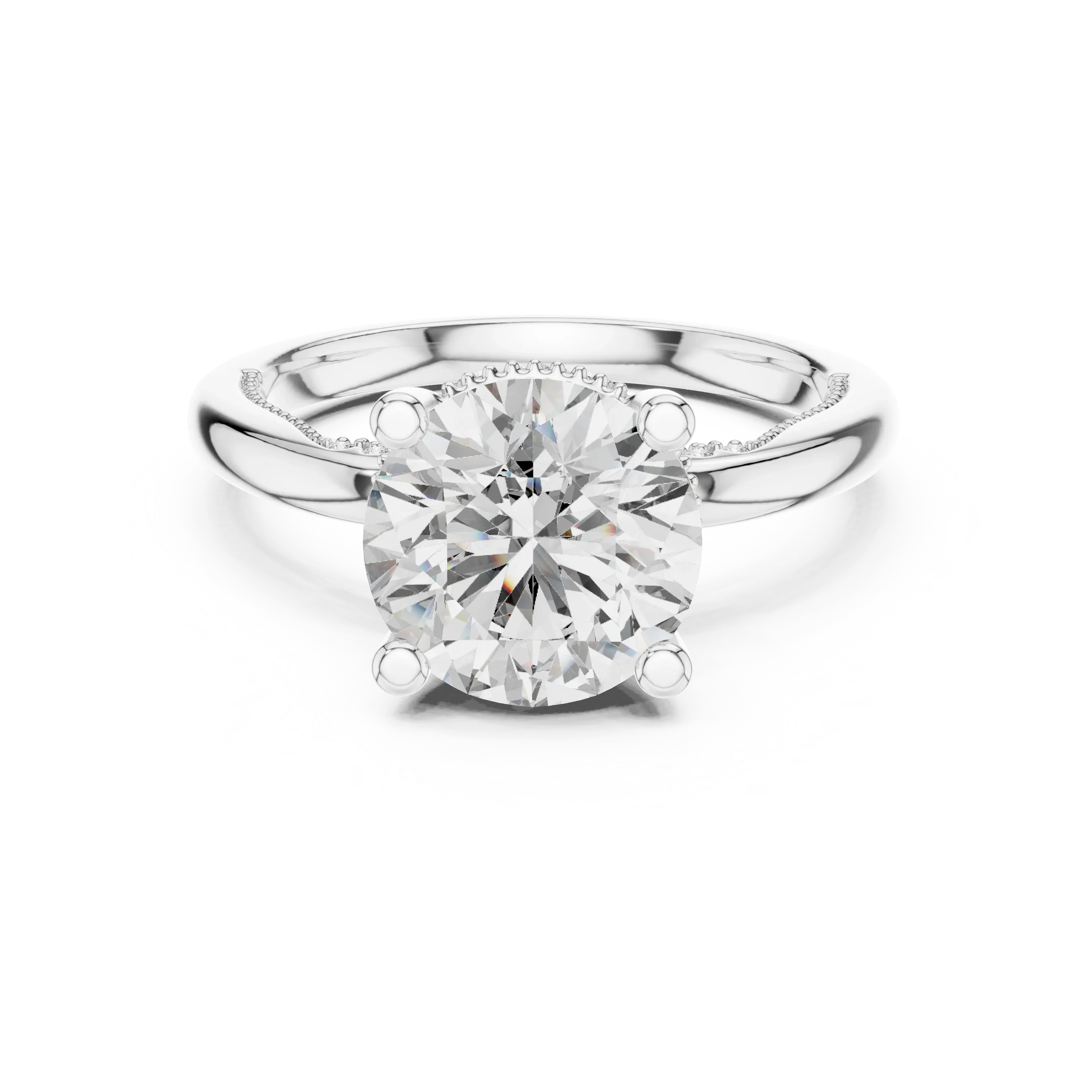 Vintage Hidden Halo Round Moissanite Engagement Ring 3.12 CT
