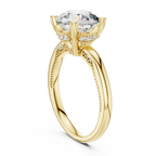 Vintage Hidden Halo Round Moissanite Engagement Ring 3.12 CT