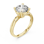 Vintage Hidden Halo Round Moissanite Engagement Ring 3.12 CT