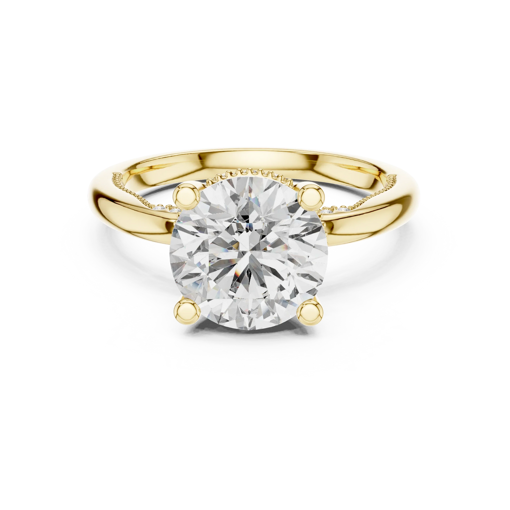 Vintage Hidden Halo Round Moissanite Engagement Ring 3.12 CT