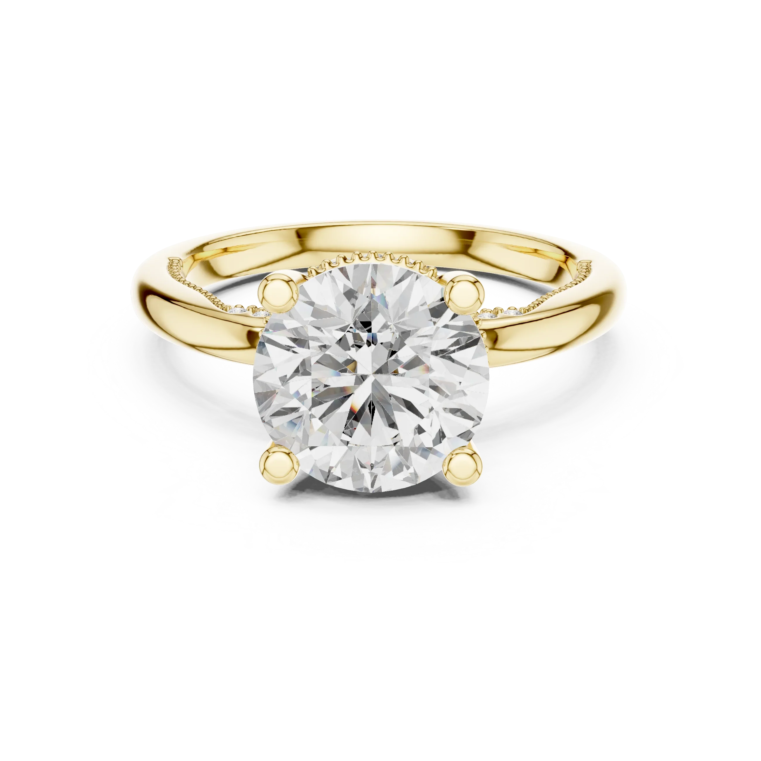 Vintage Hidden Halo Round Moissanite Engagement Ring 3.12 CT