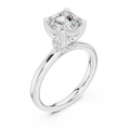 Square Step Cut Asscher Ring with Delicate Under-Halo and Slim Comfort Band