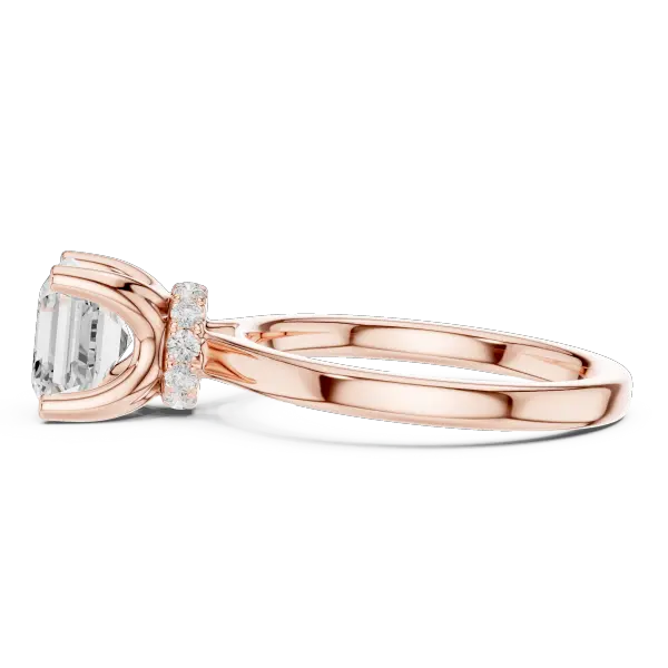 Square Step Cut Asscher Ring with Delicate Under-Halo and Slim Comfort Band