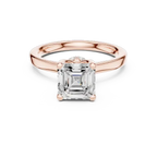 Square Step Cut Asscher Ring with Delicate Under-Halo and Slim Comfort Band