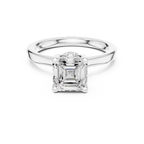 Square Step Cut Asscher Ring with Delicate Under-Halo and Slim Comfort Band