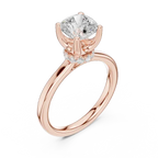 Cushion Cut Engagement Ring with Hidden Halo in 14K White Gold