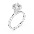 Cushion Cut Engagement Ring with Hidden Halo in 14K White Gold