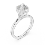 Cushion Cut Engagement Ring with Hidden Halo in 14K White Gold