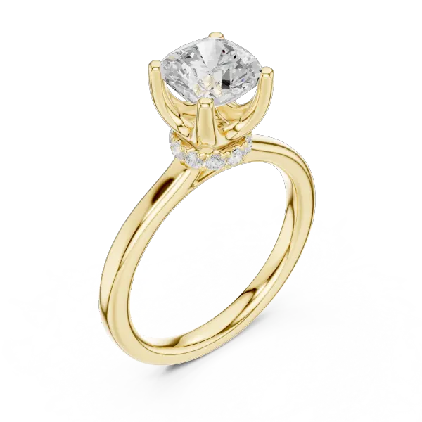 Cushion Cut Engagement Ring with Hidden Halo in 14K White Gold