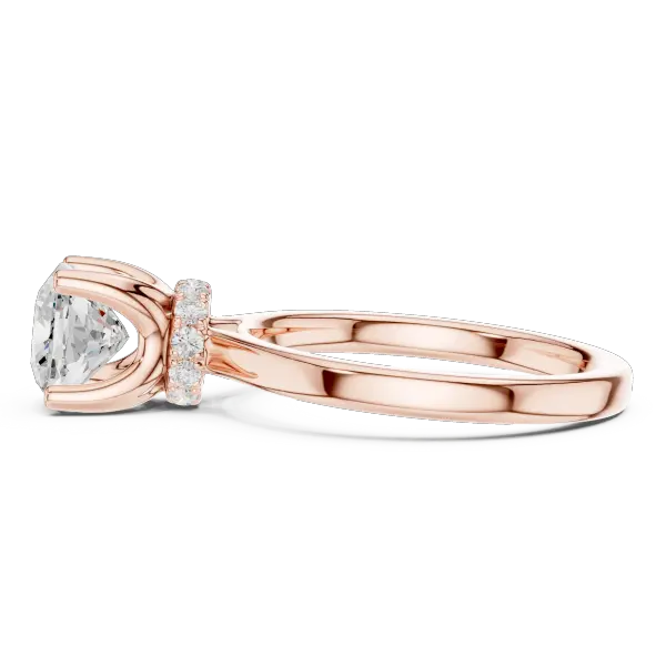 Cushion Cut Engagement Ring with Hidden Halo in 14K White Gold