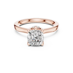 Cushion Cut Engagement Ring with Hidden Halo in 14K White Gold