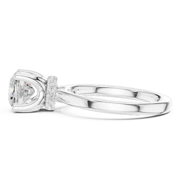 Cushion Cut Engagement Ring with Hidden Halo in 14K White Gold