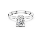 Cushion Cut Engagement Ring with Hidden Halo in 14K White Gold