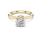 Cushion Cut Engagement Ring with Hidden Halo in 14K White Gold