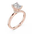 14K Rose Gold Emerald Shaped Bridal Ring with Minimalist Hidden Diamond Scarf