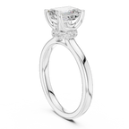 14K Rose Gold Emerald Shaped Bridal Ring with Minimalist Hidden Diamond Scarf