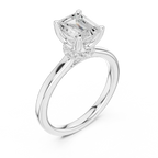 14K Rose Gold Emerald Shaped Bridal Ring with Minimalist Hidden Diamond Scarf