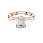 14K Rose Gold Emerald Shaped Bridal Ring with Minimalist Hidden Diamond Scarf
