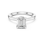 14K Rose Gold Emerald Shaped Bridal Ring with Minimalist Hidden Diamond Scarf