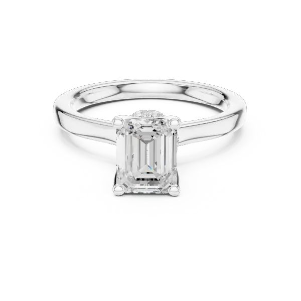 14K Rose Gold Emerald Shaped Bridal Ring with Minimalist Hidden Diamond Scarf