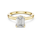 14K Rose Gold Emerald Shaped Bridal Ring with Minimalist Hidden Diamond Scarf