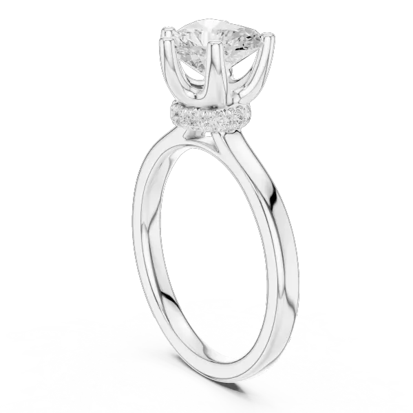 Romantic Heart Cut Ring with Delicate Under-Halo and Slim High-Polish Band