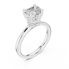 Romantic Heart Cut Ring with Delicate Under-Halo and Slim High-Polish Band