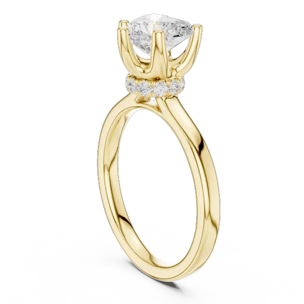 Romantic Heart Cut Ring with Delicate Under-Halo and Slim High-Polish Band